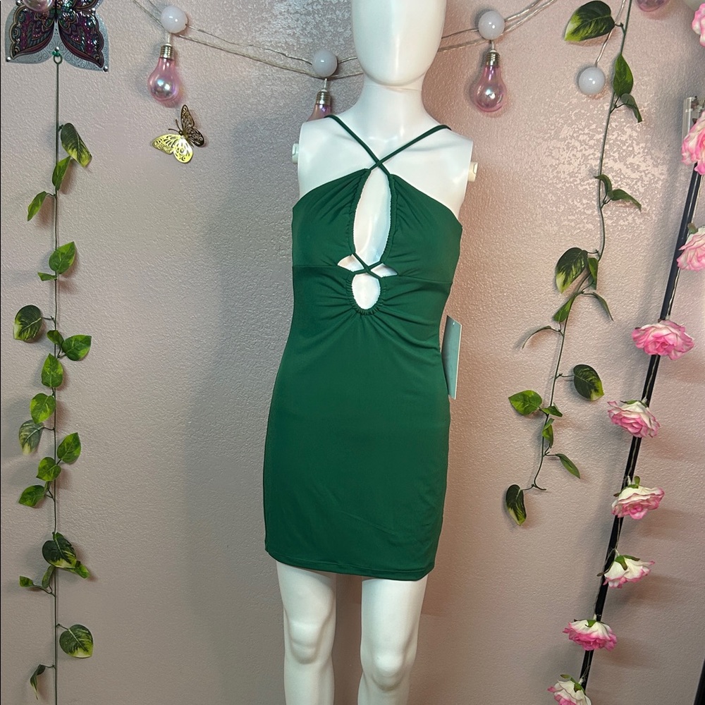 Elegant Green Halter Dress